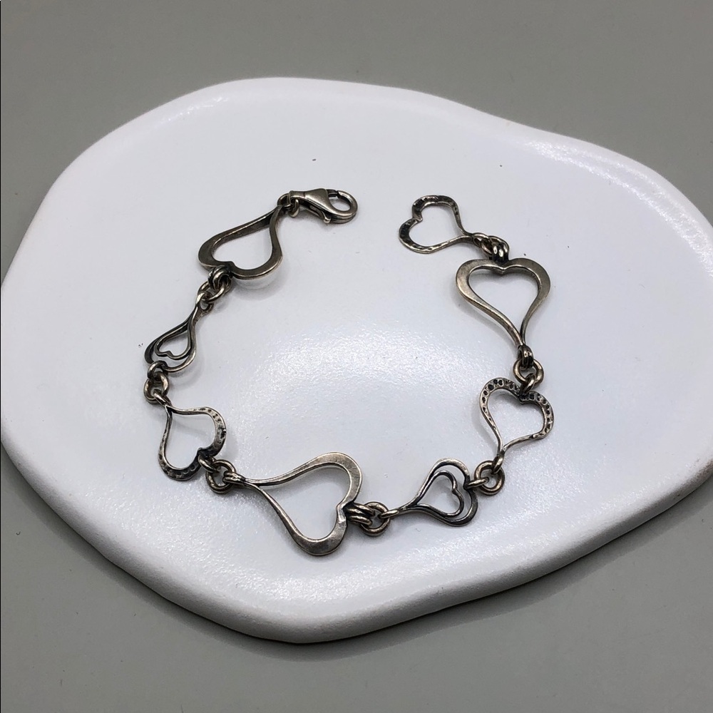 Silpada solid sterling silver 925 open heart chain links bracelet romantic.
